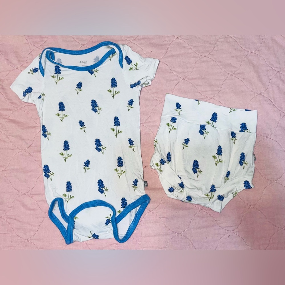 Periwinkle blue bonnet Kyte BABY onesie/bummie set
